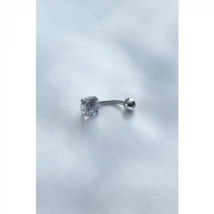 Colezium CLZ741 -  316L Cerrahi Çelik Zirkon Taşlı Göbek Piercing