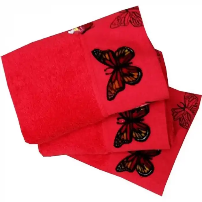 Minteks Havlu Ece Kelebek 50X90 Cm Kırmızı