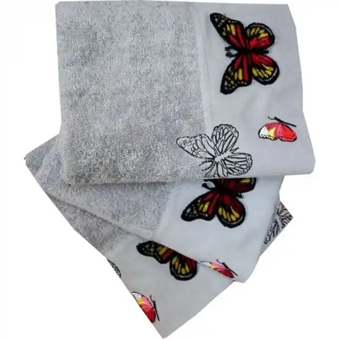 Minteks Havlu Ece Kelebek 50X90 Cm Gri