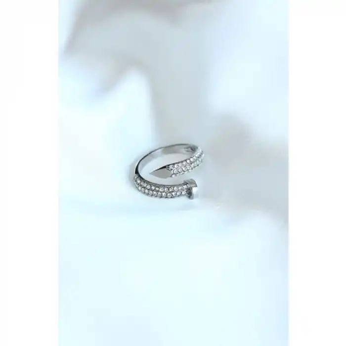 Colezium CLZ741 -  Çivi Model Gümüş Renk Zirkon Taşlı Yüzük