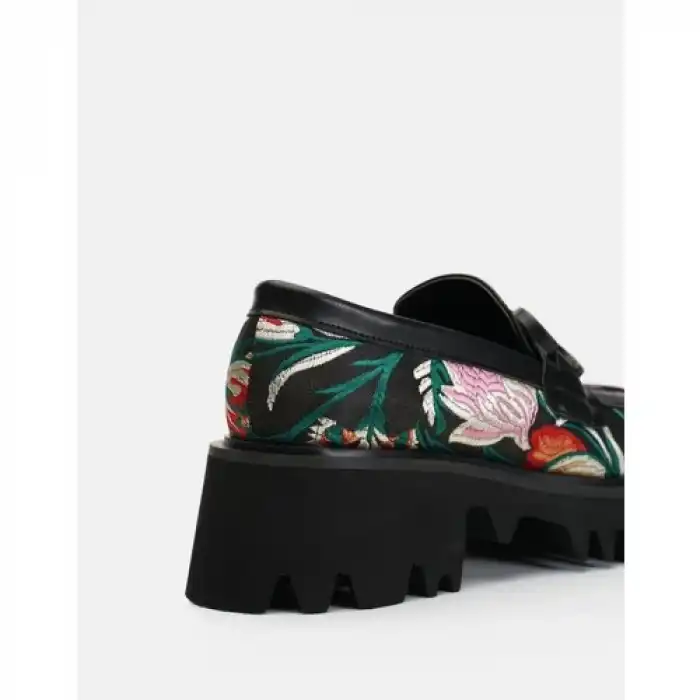 Buda Etnik Desenli Kadın Oxford Ayakkabı - Siyah