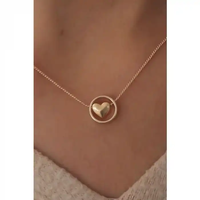 Karce CLZ943  Gold Renk Kalp Figür Kadın Kolye