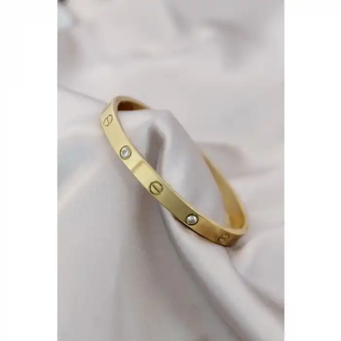Colezium CLZ943  Çelik Gold Renk Zirkon Taşlı Cartier Bileklik
