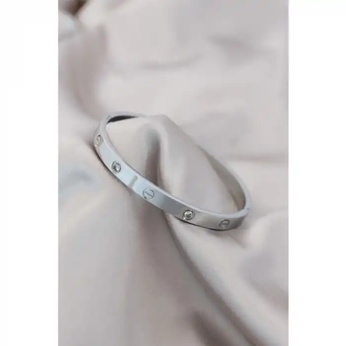 Colezium CLZ943  Çelik Gümüş Renk Zirkon Taşlı Cartier Bileklik