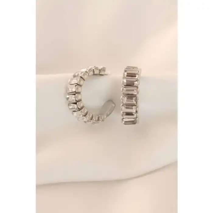 Colezium CLZ741 -  Zirkon Taşlı Gümüş Renk Kadın Küpe