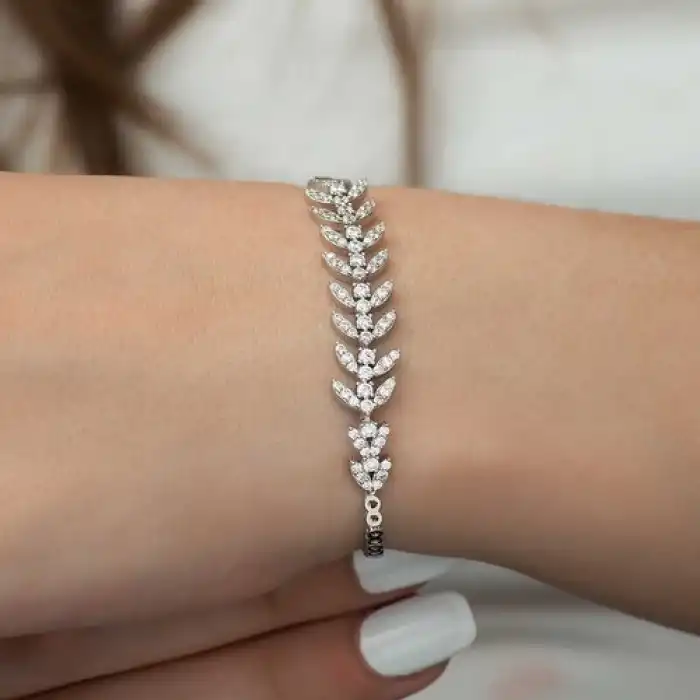 Gumush Gümüş Yaprak Su Yolu Bayan Bileklik