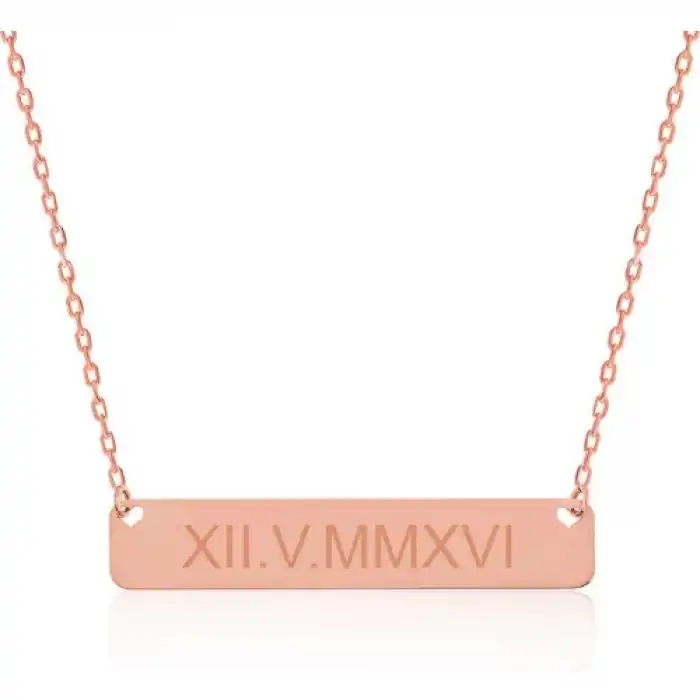 Gumush Gümüş Kişiye Özel Roma Rakamlı Tarih Kolye