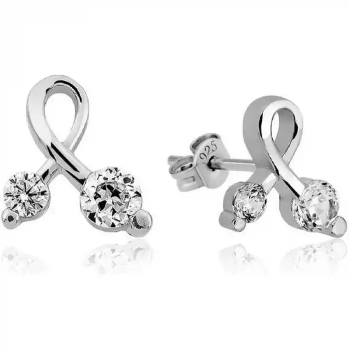 Gumush  Gümüş Zirkon Taşlı Çivili Kadın Küpe