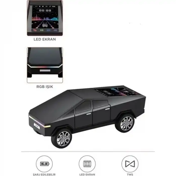 D68 Cyber Model Araba Tasarımlı Bluetooth Hoparlör 15W Güçlü Ses Rgb LED /tws/usb Siyah