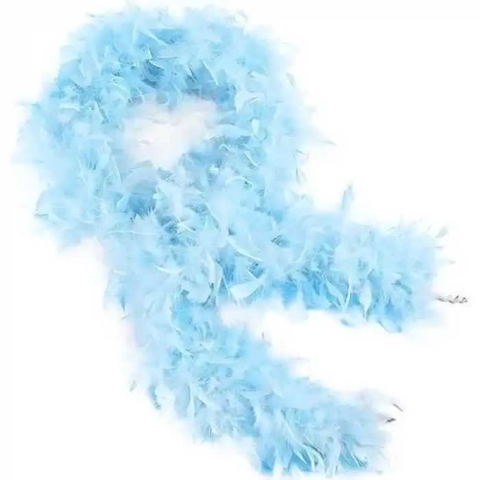 Açık Mavi Renk Kabarık Kalın Otriş Boa Tüy 6 cm Genişlik 180-200 cm Uzunluk