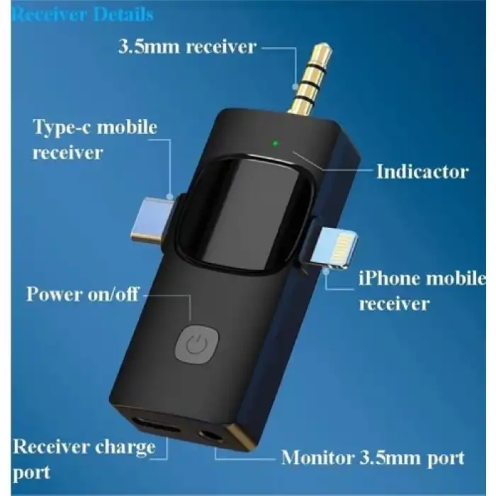 Yüksek Kalite Profesyonel 3 In 1 Kablosuz Taşınabilir Yaka Mikrofonu Youtube Facebook Tiktok