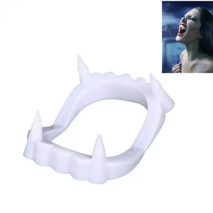 Beyaz Renk Çift Damak Takma Vampir Dişi