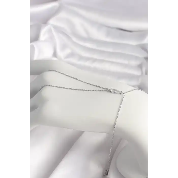 Pirinç Gümüş Renk Damla Zirkon Taşlı Kadın Şahmeran - TJ-SN607