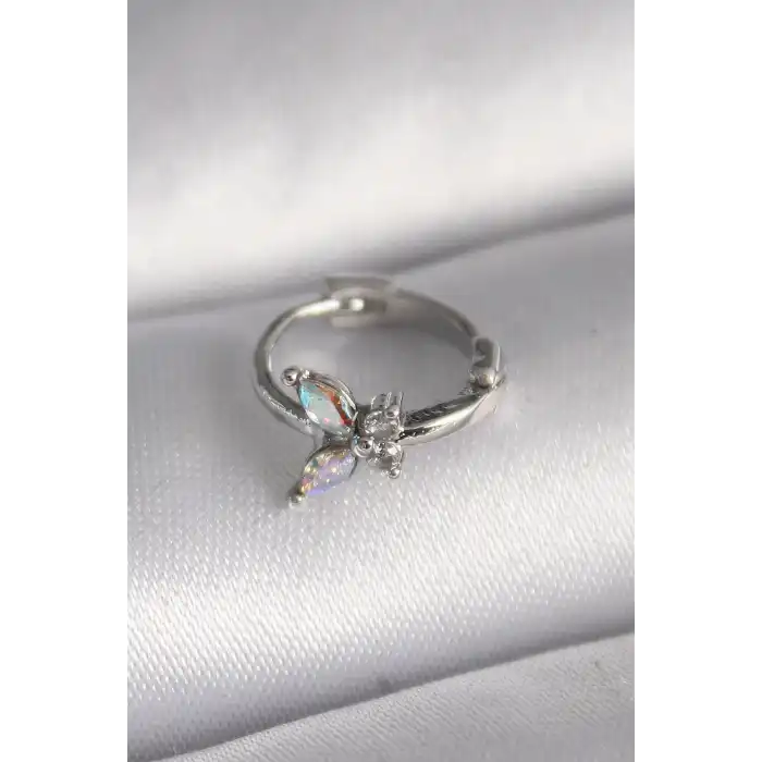 316L Çelik Gümüş Renk Zirkon Taşlı Kelebek Model Tragus Piercing - TJ-PR1327