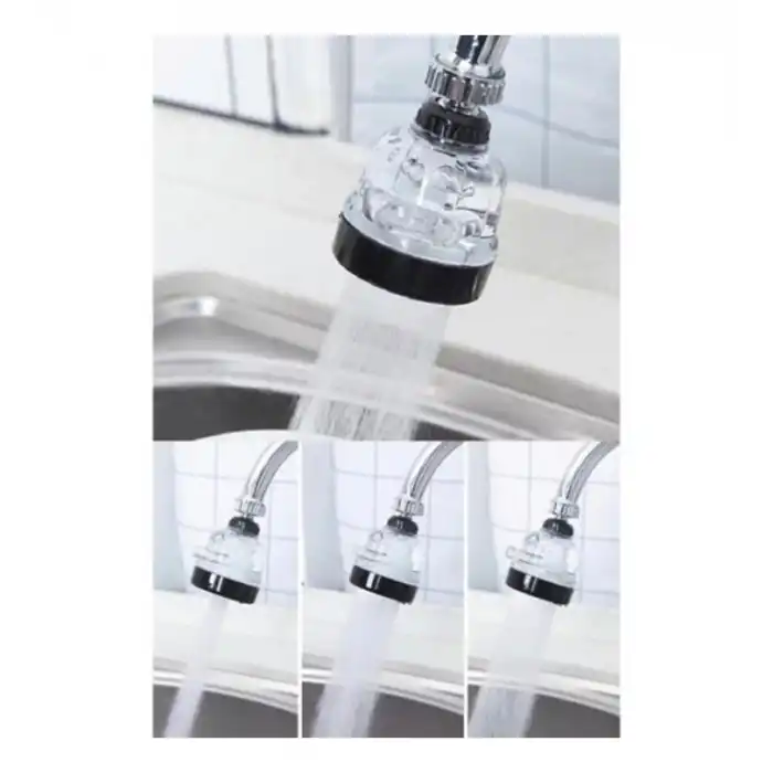 360° Dönebilen Su Tasarruflu 3 Fonksiyonlu Oynar Musluk Başlığı - Çevre Dostu Kolay Montaj Şeffaf