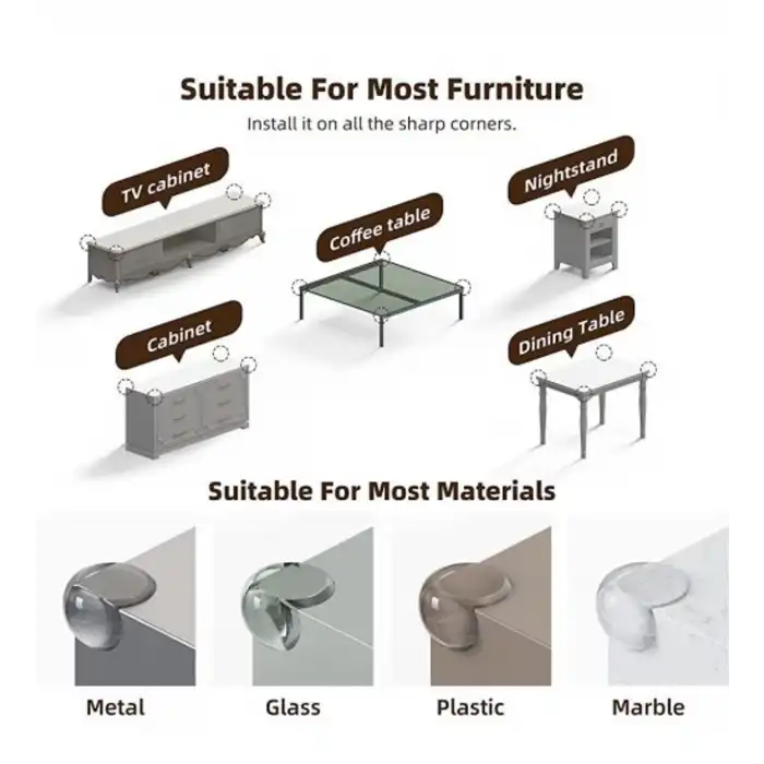 Silikon Şeffaf Masa Kenarı Köşe Koruması