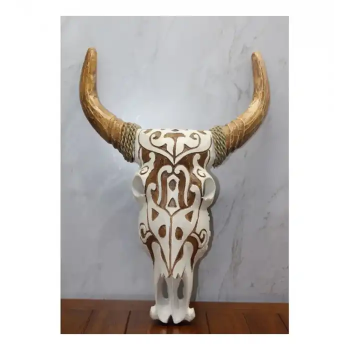 Ahşap Duvara Asmalı Bufalo Kafası