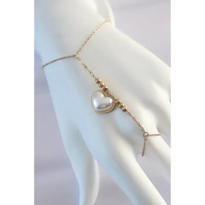 Skygo 316L Çelik Gold Renk Beyaz Bubble Kalp Tasarımlı Şahmeran - TJ-SN576