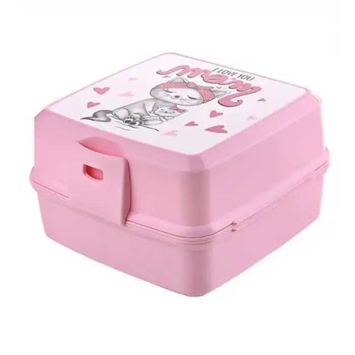 BUFFER® Kendiliğinden Kaşık Çatallı Beslenme Kutusu 4 Bölmeli Çocuk Beslenme Kabı Saklama Kutusu