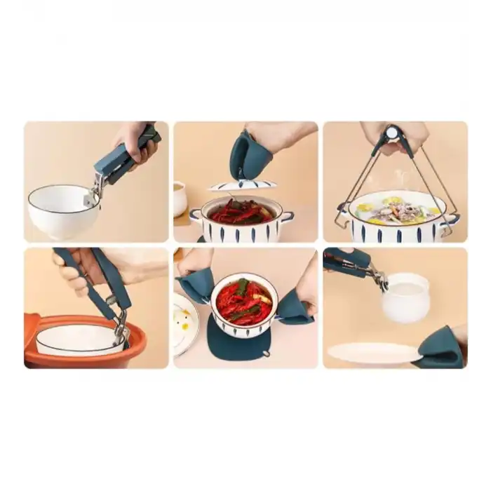 4 Parça Yanma Önleyici Mutfak Seti - Tencere Tabak Tutucu Ve Fırın Eldiveni