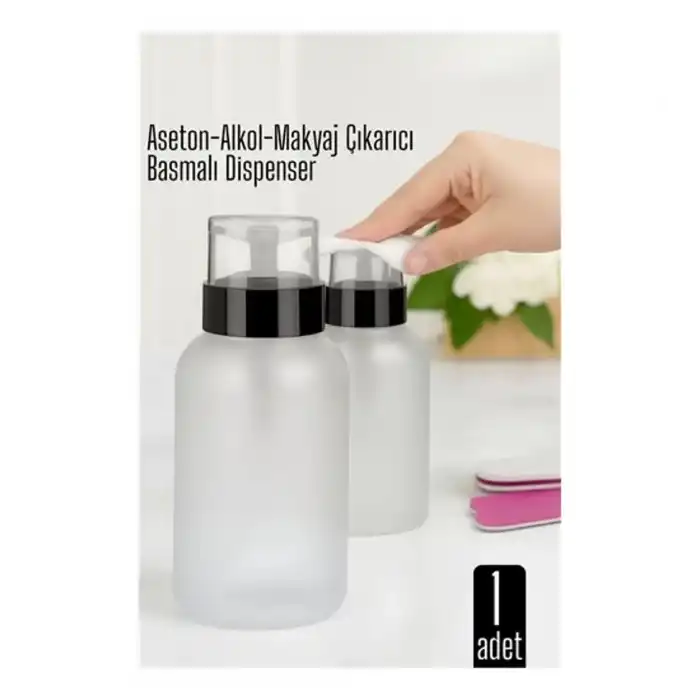 BFS Aseton İçin Basmalı Dispenser  - Aseton, Alkol ve Makyaj Temizleyici İçin Pratik Pompalı Set