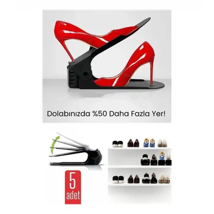 BFS 5 li Ayakkabı Düzenleyici Set - Çift Katlı Tasarım | Dolap İçi Alan Tasarrufu | Ayarlanabilir Yükseklik