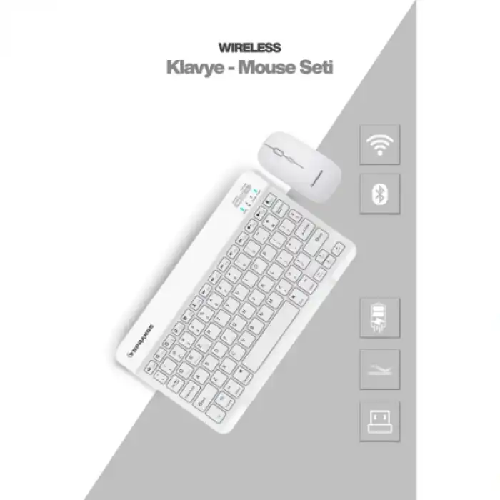 Beyaz Kablosuz Klavye Ve Mouse Seti
