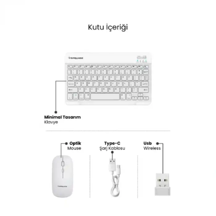 Beyaz Kablosuz Klavye Ve Mouse Seti