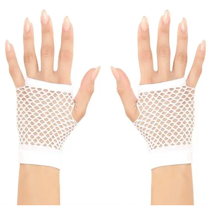 Beyaz Renk Kısa Boy Fileli Örgü Eldiven