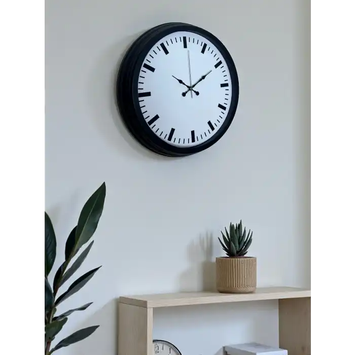 Black & White Baseline 40 Cm Metal Duvar Saati