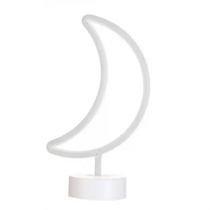 BUFFER® Dekoratif Pilli Ay Tasarımlı 3D Neon Led Masa Ve Gece Lambası