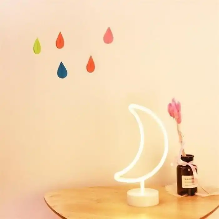 BUFFER® Dekoratif Pilli Ay Tasarımlı 3D Neon Led Masa Ve Gece Lambası