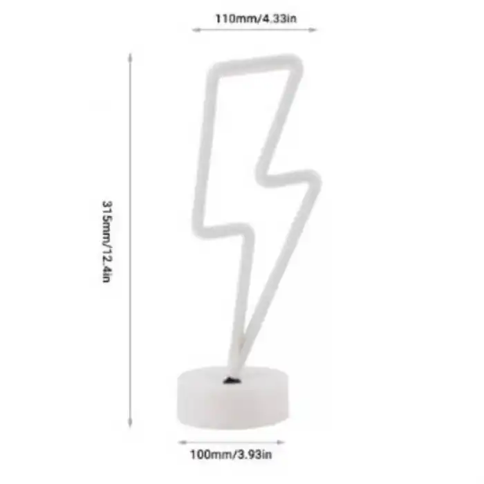 BUFFER® Dekoratif Şimşek Şeklinde Pilli Neon Led Lamba Süs Masa Lambası
