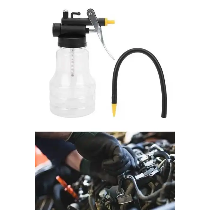 BUFFER® Taşınabilir Hortumlu Şeffaf Yağ Bidonu Pompası Yüksek Basınçlı Hızlı Yağlama Gres Tabancası