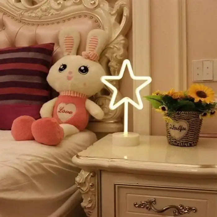 BUFFER® Yıldız Tasarımlı Neon Led Masa Ve Gece Lambası Dekoratif Işık