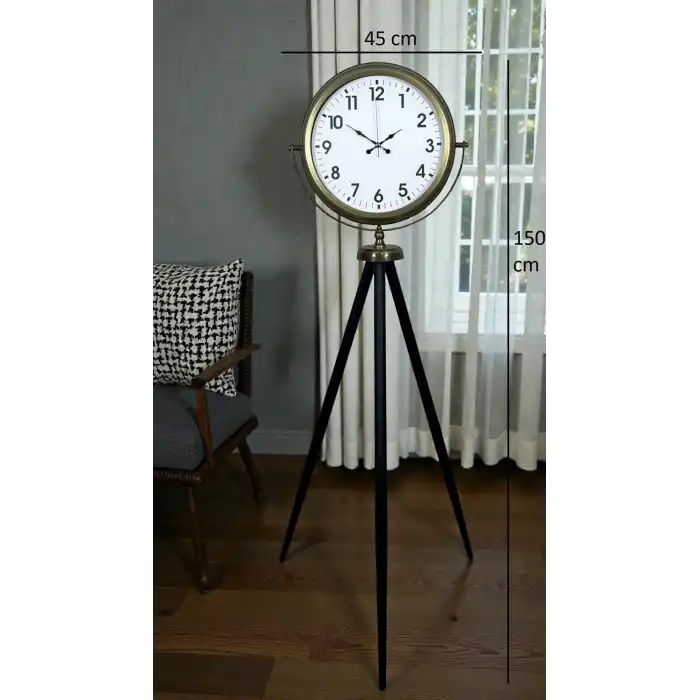 Eskitme Tripod Ayaklı Dekoratif Saat