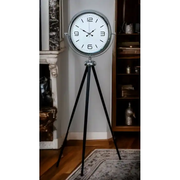 Krom Sade & Şık Tripod Ayaklı Saat