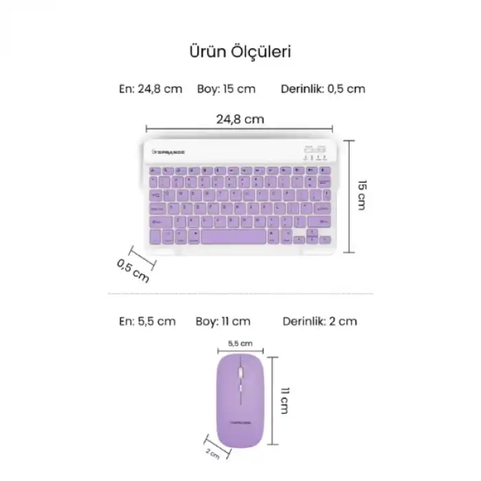 Mor Kablosuz Klavye Ve Mouse Seti