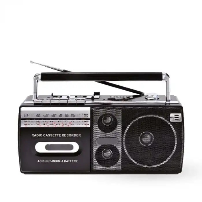 Siyah Kaset Çalar - Bluetooth USB TF AUX FM Özellikli