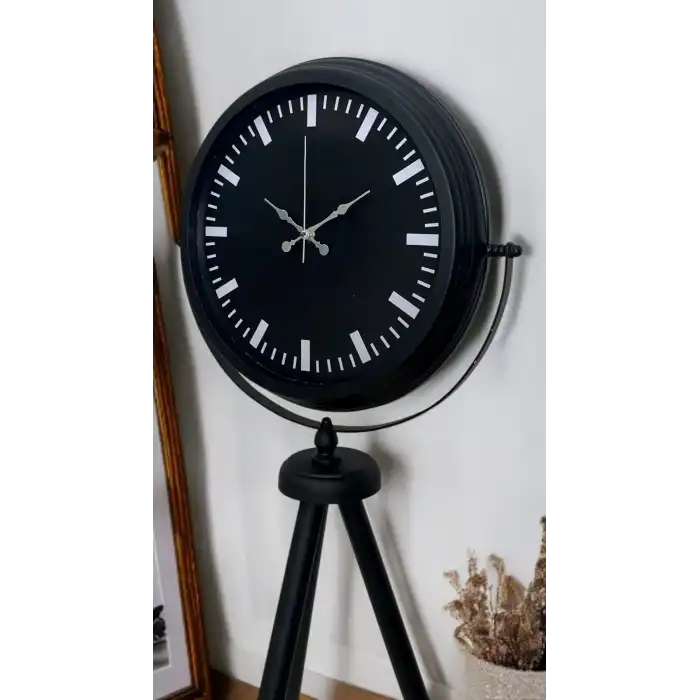 Siyah Lüks Sade Tripod Ayaklı Saat