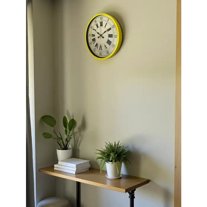 Zentime 36 Cm Sarı Dekoratif Duvar Saati