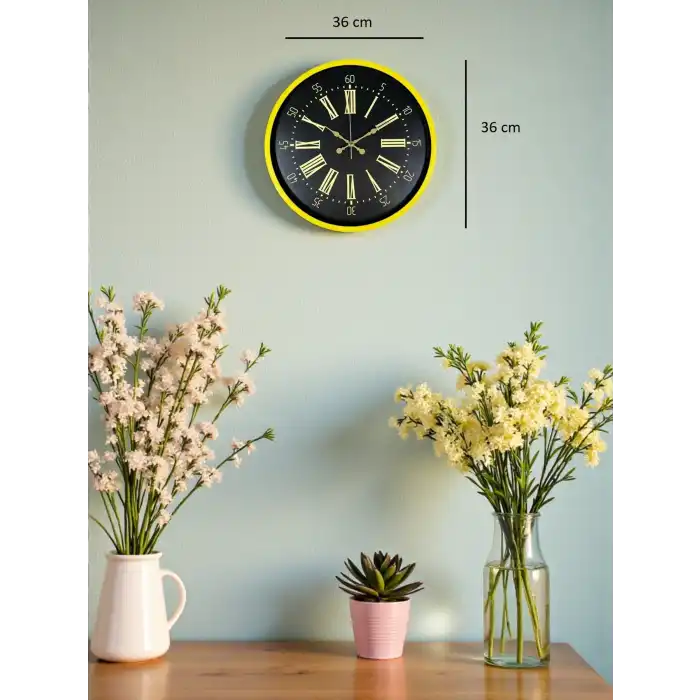 Zentime 36 Cm Sarı Dekoratif Duvar Saati