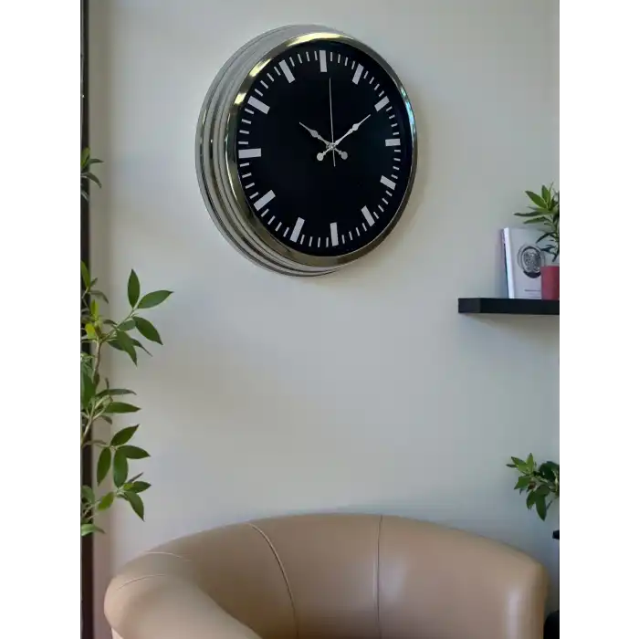 Zentime 40 Cm Krom Şık Duvar Saati