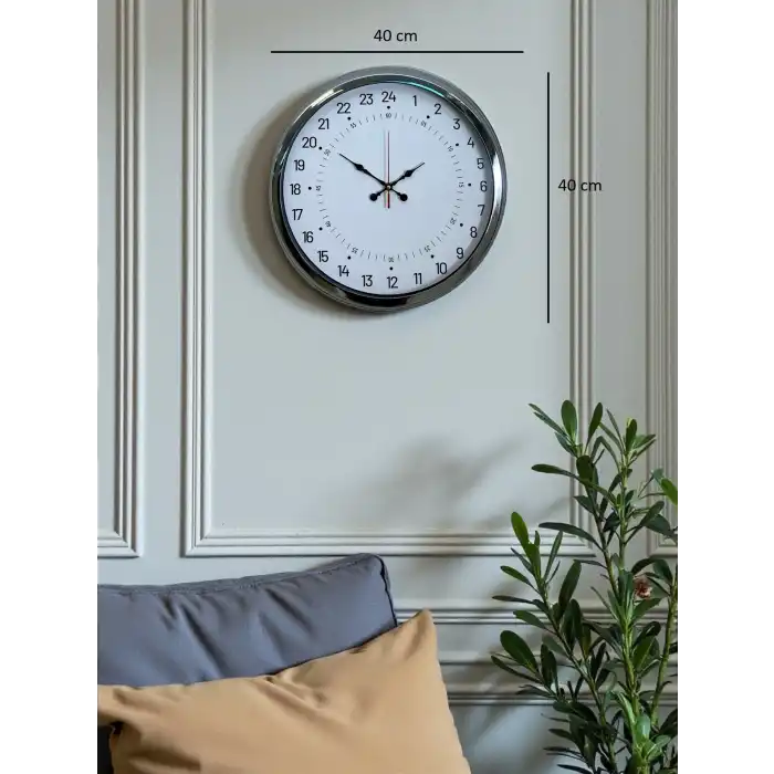 Zentime 40 Cm Krom Şık Duvar Saati