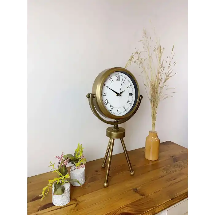 Zentime Eskitme Vintage Üç Ayaklı Masa Saati