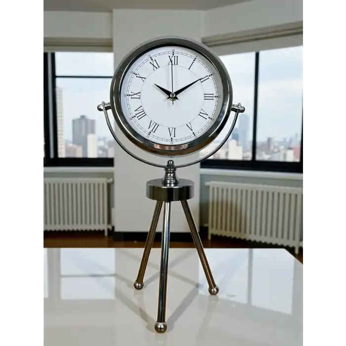 Zentime Krom Şık Üç Ayaklı Masa Saati