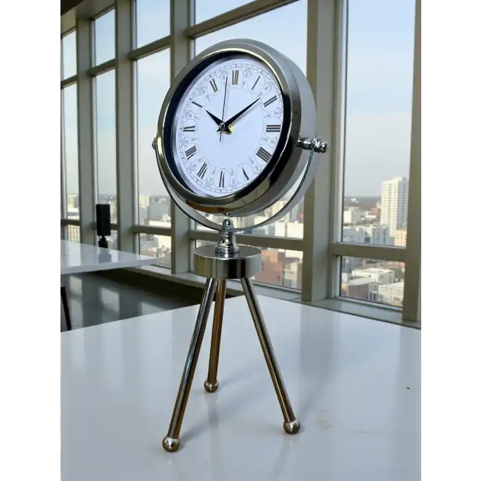 Zentime Krom Şık Üç Ayaklı Masa Saati
