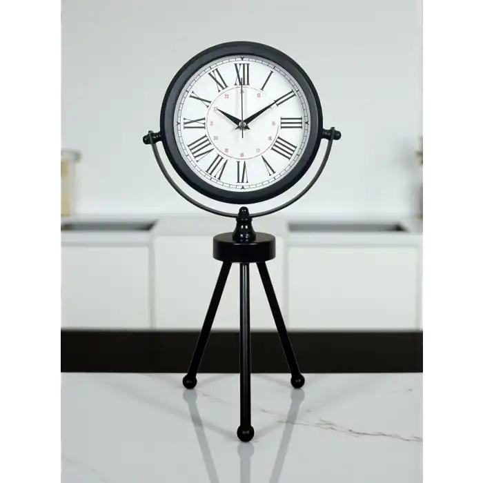 Zentime Siyah Zarif Üç Ayaklı Masa Saati