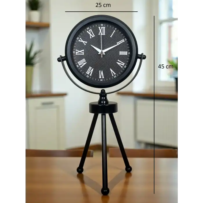 Zentime Siyah Zarif Üç Ayaklı Masa Saati