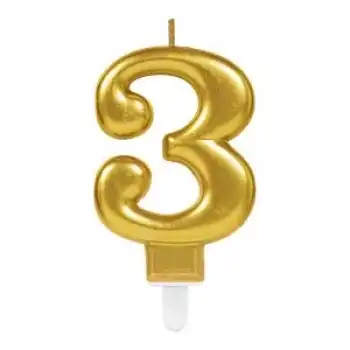 3 Rakamı Mum Gold Renk